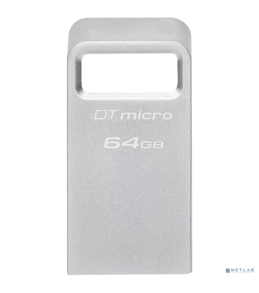Флешка USB Kingston DataTraveler Micro (DTMC3G2/64Gb), 64Gb, USB 3.2 Gen 1, R/W 200/60, серебристый