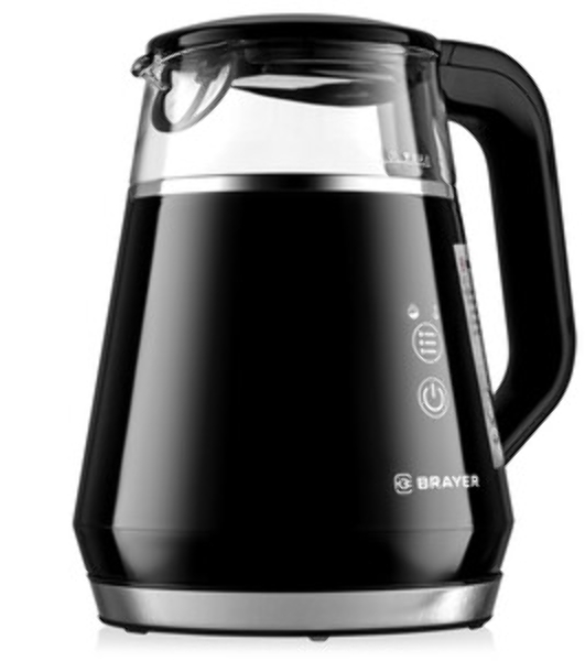 Электрочайник BRAYER BR6105 черный, 1.0 л, 1100 Вт, скрытый нагревательный элемент, поддержание температуры