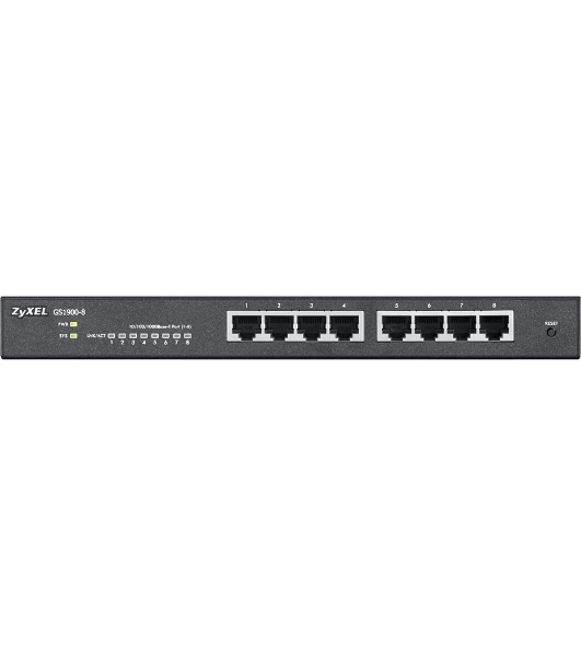 Коммутатор Smart L2 Zyxel GS1900-8, 8xGE, настольный, бесшумный