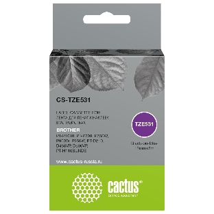 Картридж ленточный Cactus CS-TZE531 TZe-531 черный шрифт, синий фон (12 мм, 8 м) для Brother PT-P1010, PT-P700, P750W, P900W, P950W, PT-D210, D450VP, D600VP, PT-H110BUNDE