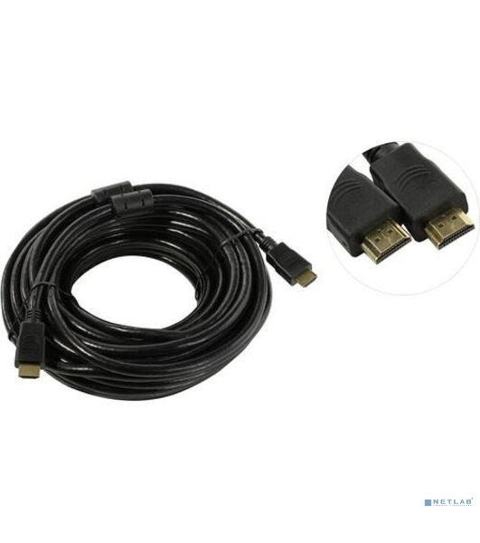 Кабель HDMI Exegate EX287727RUS EX-CC-HDMI2-15.0F (19M/19M, v2.0, 15м, 4K UHD, Ethernet, ферритовые кольца, позолоченные контакты)