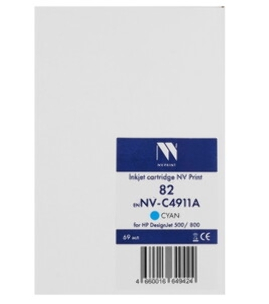 Картридж струйный NVPrint 82 (NV- C4911A) Cyan для HP DesignJet 500/800 (69 мл) совместимый