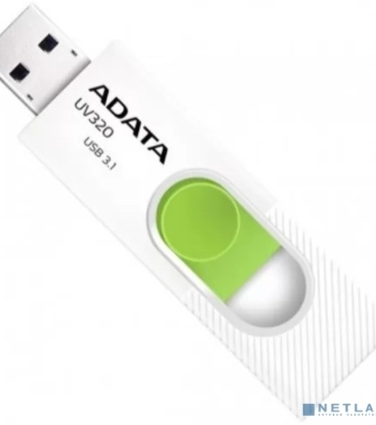 Флешка USB ADATA UV320 (AUV320-512G-RWHGN), 512Gb, USB 3.2 Gen1, R/W 100/30, белый/зеленый