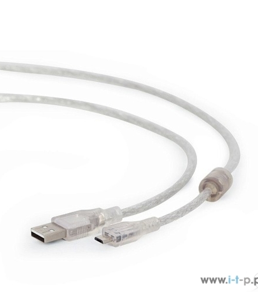 Кабель Cablexpert USB2.0 Pro, AM/microBM, 1,8м, экран, феррит.кольцо, прозрачны (CCP-mUSB2-AMBM-6-TR)