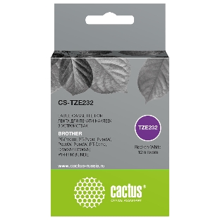 Картридж ленточный Cactus CS-TZE232 TZe-232 красный шрифт, белый фон (12 мм, 8 м) для Brother PT-P1010, PT-P700, P750W, P900W, P950W, PT-D210, D450VP, D600VP, PT-H110BUNDE