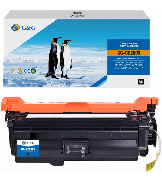 Картридж лазерный G&G GG-CE250X CE250X черный (10500 стр.) для HP CLJ CP3525n/CP3525dn/CP3525X/CP3520/CM3530fs MFP/CM3530 MFP