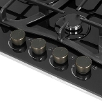 Варочная поверхность Kuppersberg FG 68 B газ, High-Tech, 60 см, автоматический электроподжиг, газ-контроль, форсунки под сжиженый газ, механическое/сенсорное управление, таймер, блокировка панели управления, подсветка панели управления, SABAF конфорки, чугунные решетки, цвет черный, цвет фурнитуры черно-серебристый, фото22