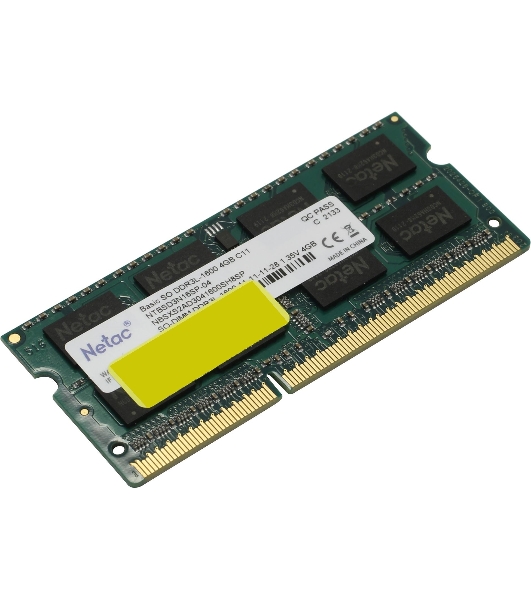 Оперативная память NETAC Basic, DDR3L, 4GB (1x4GB), 1600MHz, CL11, SO-DIMM