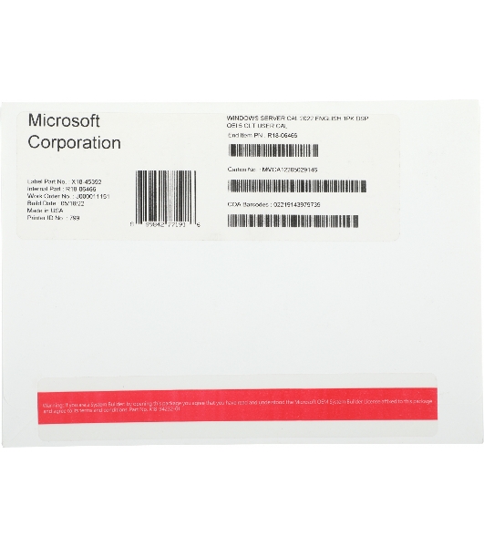 Операционная система Microsoft Windows Server CAL 2022 English 1pk DSP OEI 5 Clt User CAL (R18-06466)