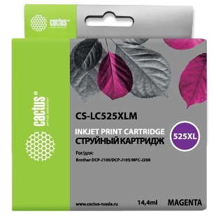 Картридж струйный Cactus CS-LC525XLM пурпурный (14.4 мл) для Brother DCP-J100/J105/J200