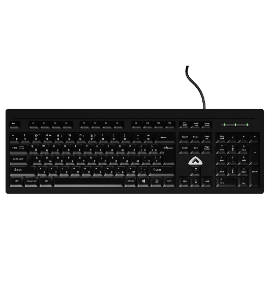 Клавиатура проводная БЕШТАУ КЛ104РУ (SG) (104 клавиши, USB, 1,8 м, цвет русской/латинской раскладки белый/белый, лазерная гравировка, черная/МИНПРОМТОРГ (МПТ))