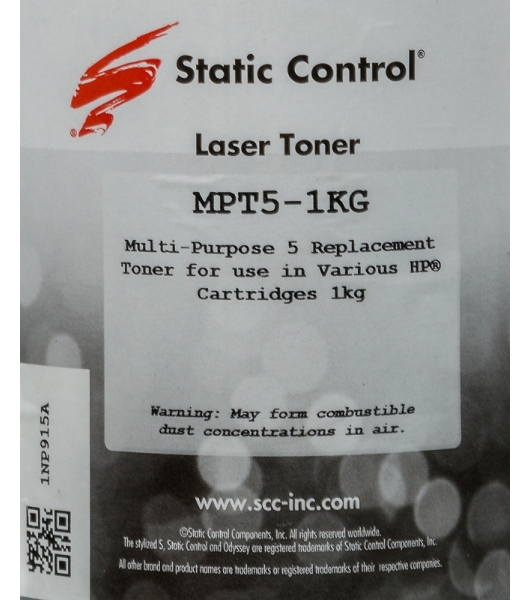 Тонер Static Control MPT5-1KG черный флакон 1000гр. для принтера HP LJ1200/4100/5000