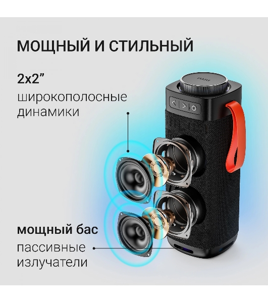 Портативная колонка Digma D-PS1522 черный 60W 2.0 BT 10м 3000mAh