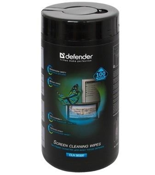 Чистящие салфетки Defender CLN ECO для экранов всех видов: ЭЛТ, ЖК, плазменными панелями/туба/100 шт/Россия