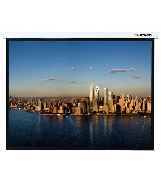 Экран с электроприводом Lumien Master Control 211x366 см (162'), рабочая область 201х358 см, Matte White FiberGlass, верхн. черная кайма 35 см, черная кайма по периметру 4 см 16:9