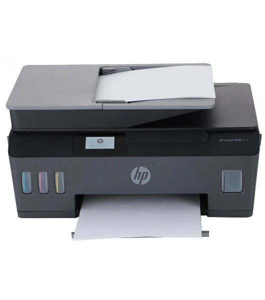 МФУ струйное HP Smart Tank 615 AiO (Y0F71A), A4, цветной, печ. до 22 стр/мин. (ч/б) до 16 стр/мин. (цвет), скан. до 5 стр/мин. (ч/б) 3 стр/мин. (цвет), 1200 x 1200 dpi (ч/б печать, скан.) 1200 x 4800 dpi (печать цвет), USB, Wi-Fi, BlueTooth, Air Print, Mopria