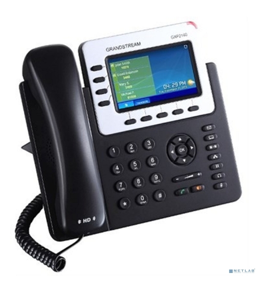 Телефон Grandstream GXP-2140, VoIP 2 Порта Ethernet 10/100/1000, 4 SIP линий, цветной TFT дисплей 480x272, HD Audio