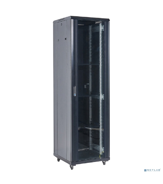 Напольный шкаф Rexant RAL 9005 19' 18U 600×600×987 (ШxГxВ), дверь стекло, металлическая задняя дверь, боковые съемные стенки