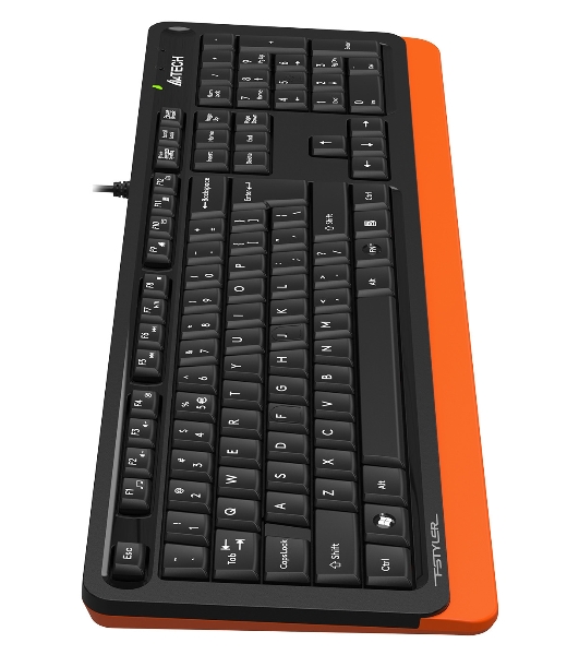 Клавиатура проводная A4Tech Fstyler FKS10, USB, черный/оранжевый