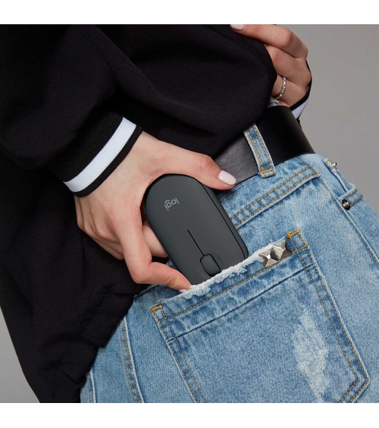 Мышь беспроводная Logitech Pebble M350 графитовый, 1000 dpi, радиоканал, Bluetooth, USB, кнопки - 3