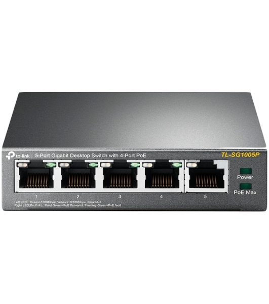 Коммутатор TP-Link SMBTL-SG1005P 5-портовый гигабитный настольный коммутатор с 4 портами PoE SMB 56W