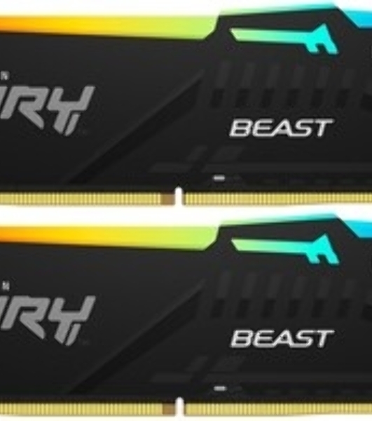 Оперативная память Kingston Fury Beast, DDR5, 16Gb (1x16 Gb), 6400 MHz, CL32, радиатор, RGb, черный