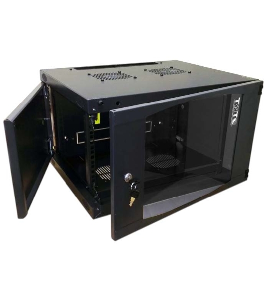 Шкаф настенный Lanmaster Next TWT-CBWNG-9U-6X4-BK 9U 550x450 мм пер. дв. стекл съемные бок. пан. 60 кг черный