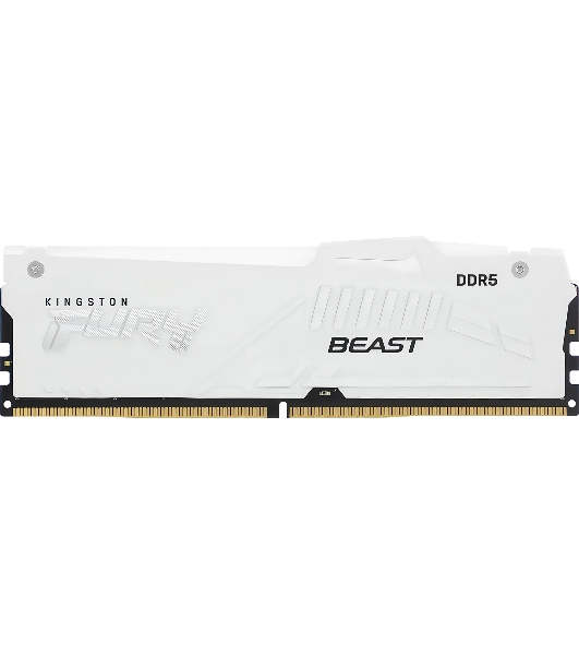 Оперативная память Kingston Fury Beast, DDR5, 16Gb (1x16Gb), 6000MHz, CL36, DIMM, с радиатором, RGB, белый