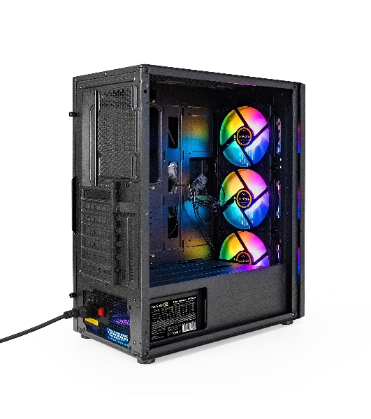 Компьютерный корпус Miditower ExeGate EVO-9205-EVO800 (ATX, БП EVO800RGb с вент. 12 см, с окном, 1хUSB+1хUSB 3.0, аудио, черный, 3 вент. 12см с RGb подсветкой)