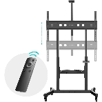 Мобильная стойка МОТОРИЗОВАННАЯ ONKRON на 1 ТВ/50-100' от 200х200 до 1000х600, макс нагр 130кг, 1 полка для AV, полка для камеры, кабель-канал, высота 1130-1600мм, черный, фото7