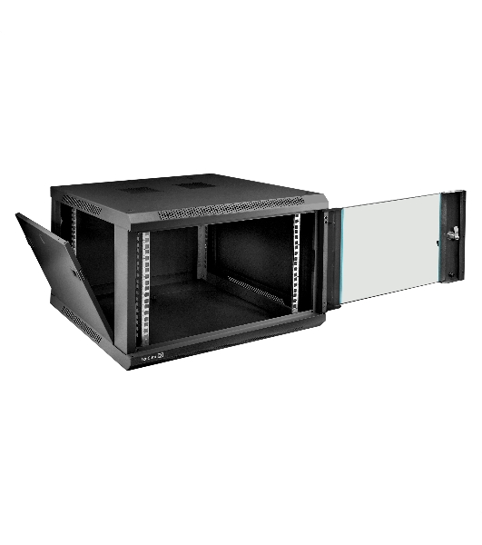 Шкаф телекоммуникационный 19' настенный 6U ExeGate EC-WM-6U.600.G.BLACK (19', 6U, 600x600x370 мм (ШхГхВ), передняя дверь закаленное стекло, съемные боковые панели, пыле- и влагозащита IP23, черный RAL 9004)