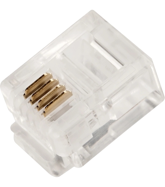 Коннектор LANMASTER TWT-PL12-6P4C/JR100, UTP кат.3 RJ12, прозрачный (упак.: 100 шт)
