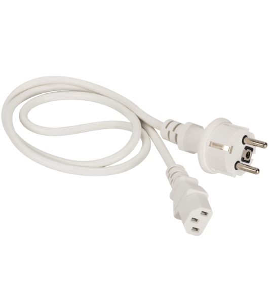 Шнур питания Lanmaster C13-Schuko, 3х0.75, 220В, 10А, белый, 3 метра