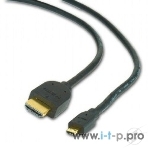 Кабель Cablexpert HDMI-micro HDMI CC-HDMID-6, 19M/19M, v2.0, медь, позол.разъемы, экран, 1.8м, черный, пакет, фото2