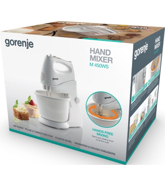 Миксер Gorenje M450WS, 450 Вт,, 5 скоростей, белый