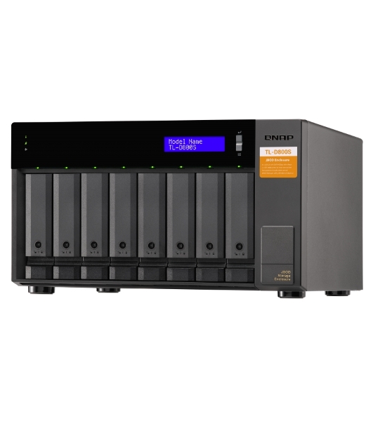 Полка расширения сетевого хранилища без дисков SMB QNAP TL-D800S SATA expansion enclosure, 8-tray 3,5'/2,5' w/o HDD. 2xSFF-8088, hardware RAID support, desktop version.