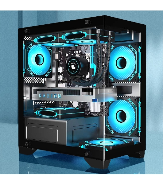 Компьютерный корпус Minitower ExeGate i3 SEA LE (mATX, без БП, 1хUSB+1хUSB 3.0, HD аудио, черный, передняя и боковая панели - закаленное стекло)