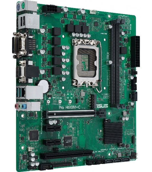 Материнская плата ASUS Pro H610M-C-CSM, LGA 1700, Intel H610, 2xDDR5, 4xSATA, 1xM.2, 1xPCIe 5.0 x16, 2xPCIe x1, 1xPCI, 1xHDMI, 1xDP, 1xDVI-D, 1xVGA, 1x 1Gb LAN, 2xUSB-A 3.2 Gen 2, 2xUSB-A 2.0, 3x3.5 мм, 7.1, mATX