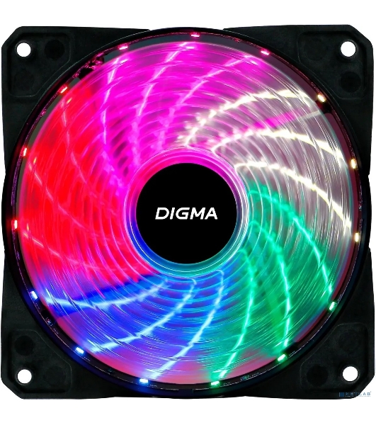 Вентилятор для корпуса Digma DFAN-FRGb2 черный, 120 мм, 1200 об/мин, 23 дБ, 4 pin