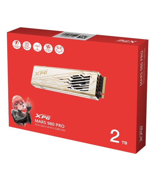 Накопитель SSD ADATA XPG MARS 980 PRO, 2Tb, PCIe 5.0 x4, M.2 2280, NVMe, R/W 14000/13000, с радиатором