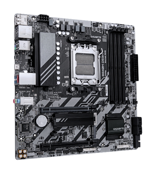 Материнская плата Gigabyte B840M DS3H, AM5, AMD B840, 4xDDR5, 4xSATA, 2xM.2, 1xPCIe 4.0 x16, 1xPCIe 3.0 x4, 2xDP, 1xHDMI, 1x2.5Gb LAN, 3xUSB-A 5Gbps, 8xUSB-A 2.0, 1xUSB-C 5Gbps, 3x3.5 мм, 7.1, mATX