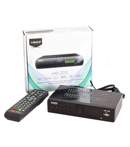 Ресивер эфирный цифровой DVB-T2/C HD HD-225 метал, дисплей DOLBY DIGITAL, Эфир