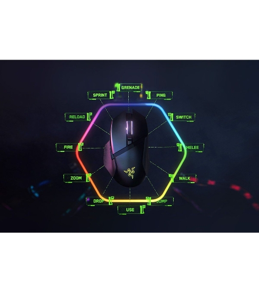 Мышь беспроводная/проводная Razer Basilisk V3 Pro 35K черный, 35000 dpi, радиоканал, Bluetooth, USB, кнопки - 11