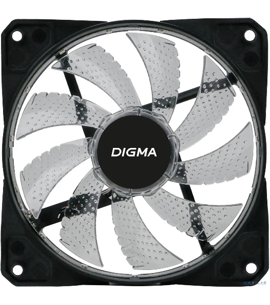 Вентилятор для корпуса Digma DFAN-FRGb2 черный, 120 мм, 1200 об/мин, 23 дБ, 4 pin
