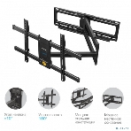 Кронштейн Kromax DIX-30 черный 2 шт/уп. Кр. стал. настенный для TV 32'-65', max 60 кг. 5 ст св., нак. ±10°, пов. ±90°, от ст. 85-1080 мм., max VESA 600x400 мм., фото4
