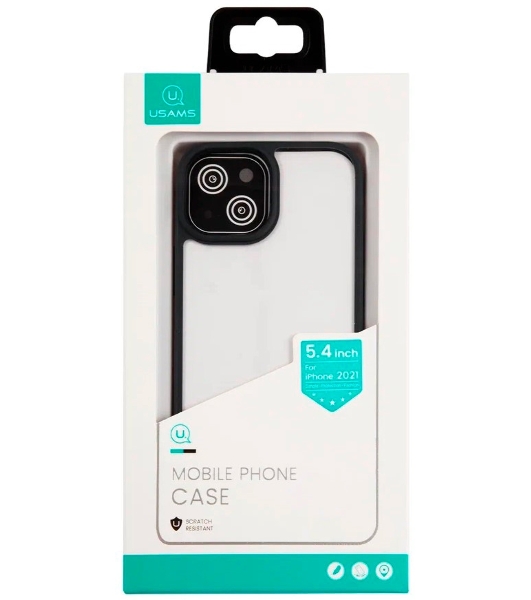 Чехол для Apple iPhone 13 mini Usams US-BH768 прозрачный/черный (УТ000028113)