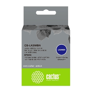 Картридж ленточный Cactus CS-LK5WBN черный шрифт, белый фон (18 мм, 9 м) для Epson LW300/LW400/LW700/LW600P/LW1000P