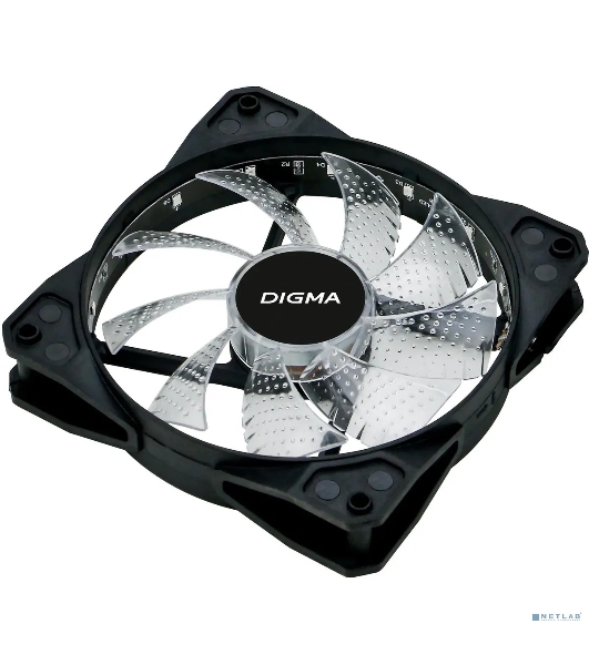 Вентилятор для корпуса Digma DFAN-FRGb2 черный, 120 мм, 1200 об/мин, 23 дБ, 4 pin