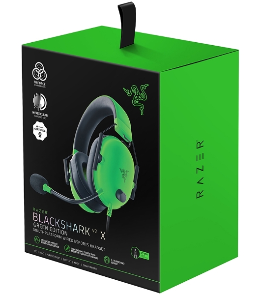 Гарнитура Razer Blackshark V2 X зеленый, проводная, 3.5 мм