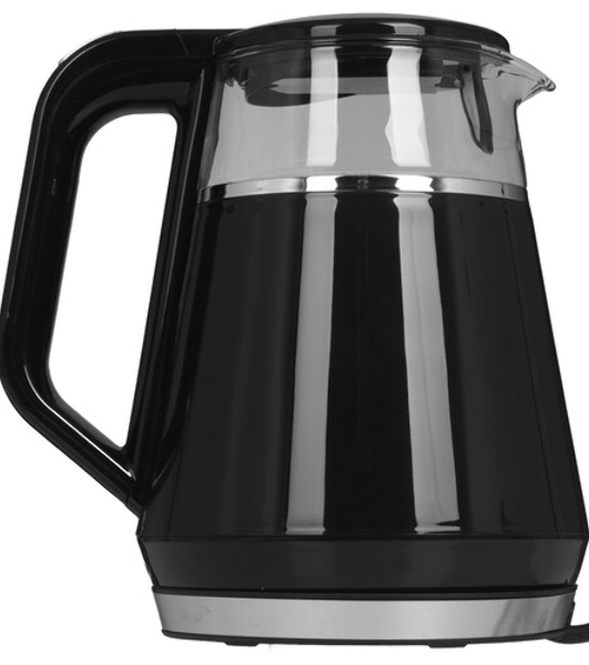 Чайник Centek CT-0019, 1100 Вт, стекло, черный и серебристый